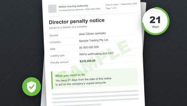 Sample director penalty notice (DPN) showing the 21-day deadline